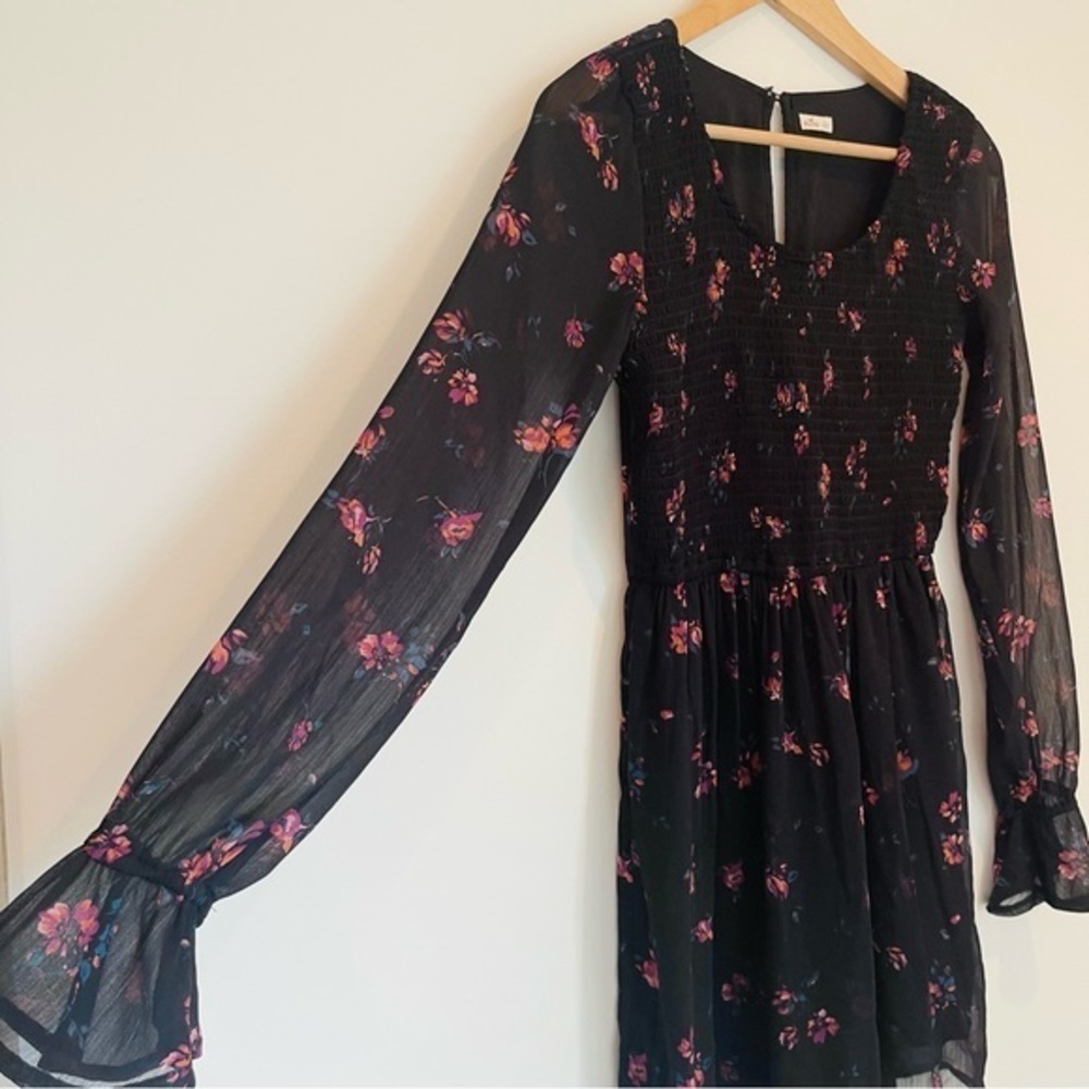 Hollister Whimsigoth Black Floral Mini Dress - Size Small - Picture 3 of 10